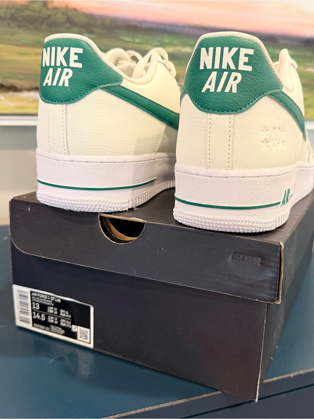NEW IN BOX - Nike Men's Air Force White & Green Sneakers